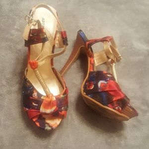 Colorful platforms heels.Closing Poshmark